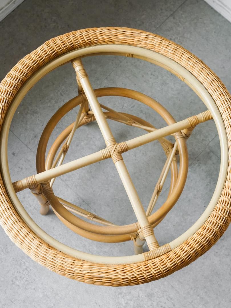 \"山川ラタン\" ヴィンテージ 丸テーブル ジャパニーズモダン 剣持勇