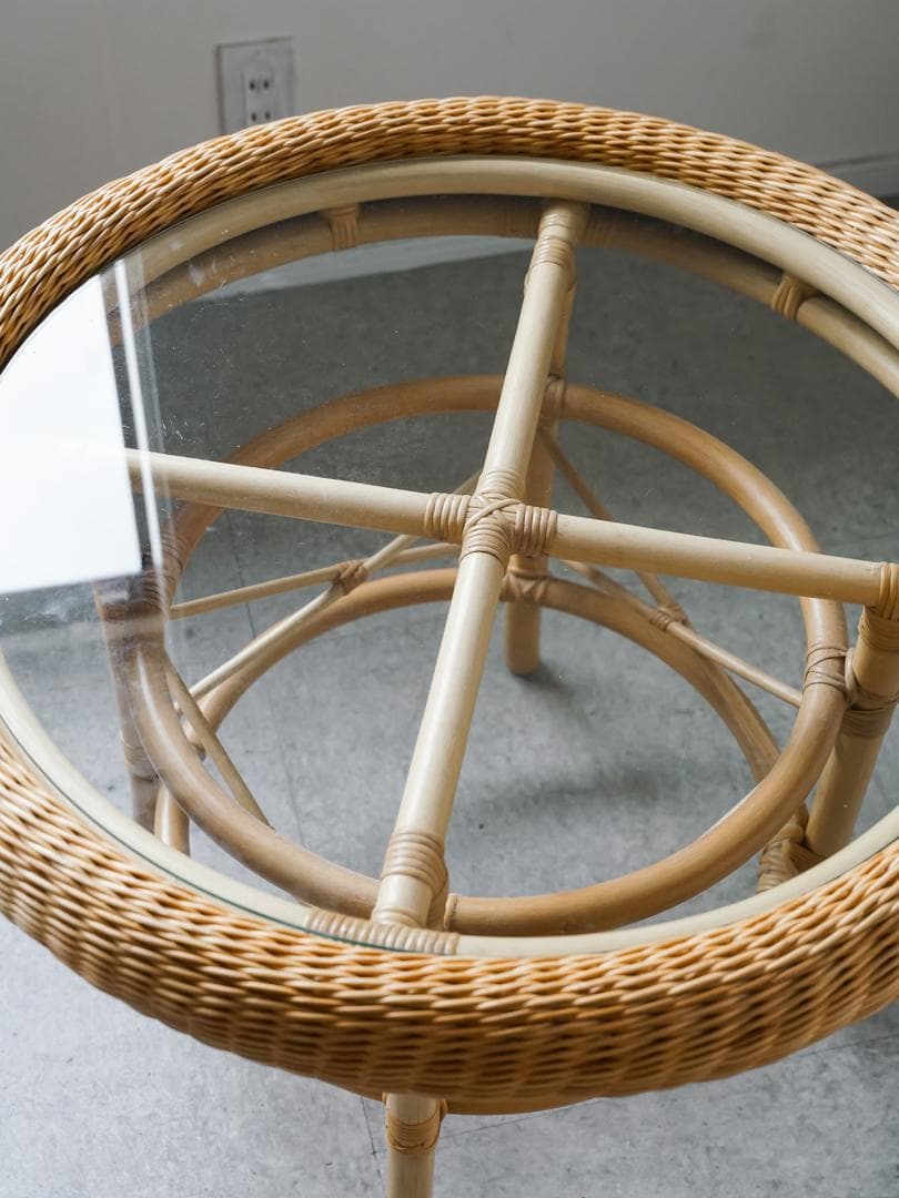 \"山川ラタン\" ヴィンテージ 丸テーブル ジャパニーズモダン 剣持勇