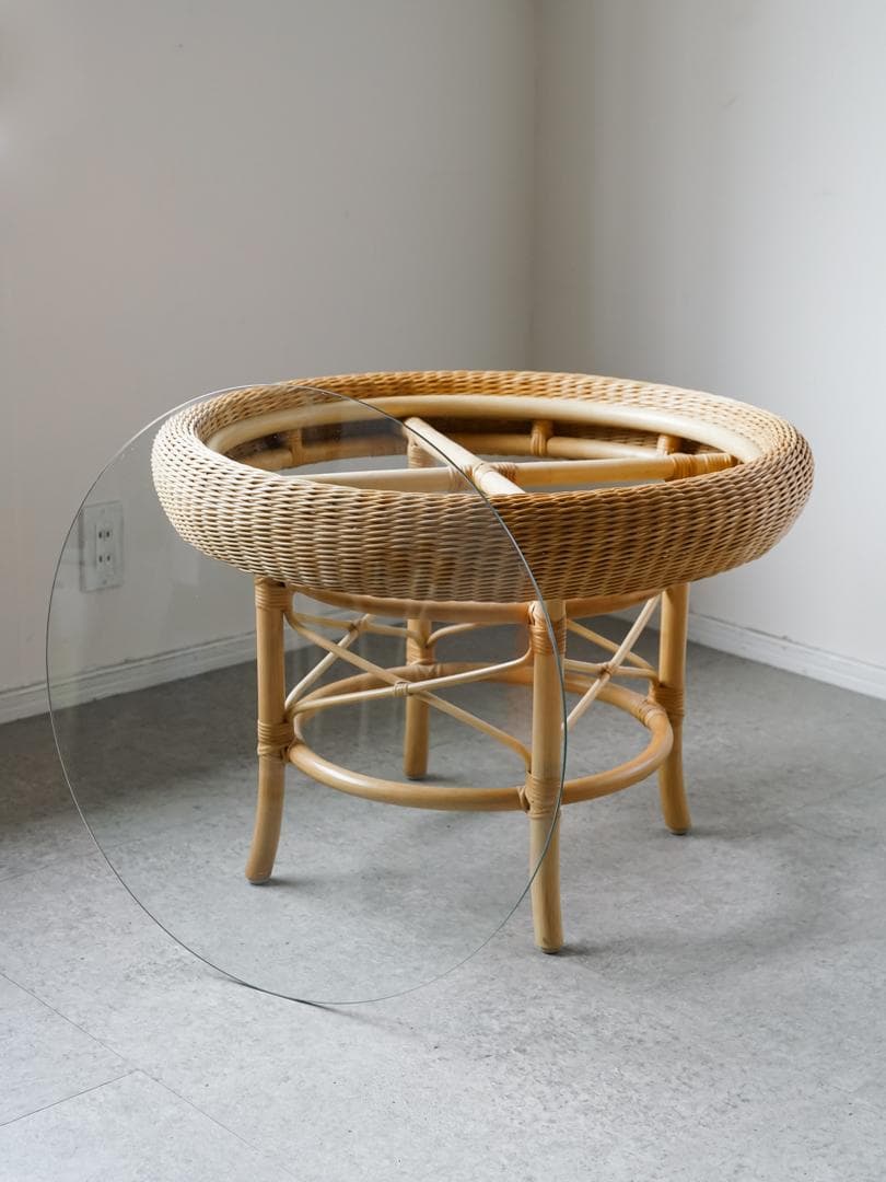 \"山川ラタン\" ヴィンテージ 丸テーブル ジャパニーズモダン 剣持勇