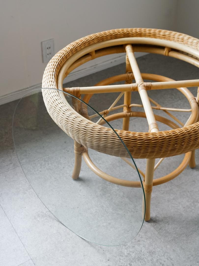 \"山川ラタン\" ヴィンテージ 丸テーブル ジャパニーズモダン 剣持勇