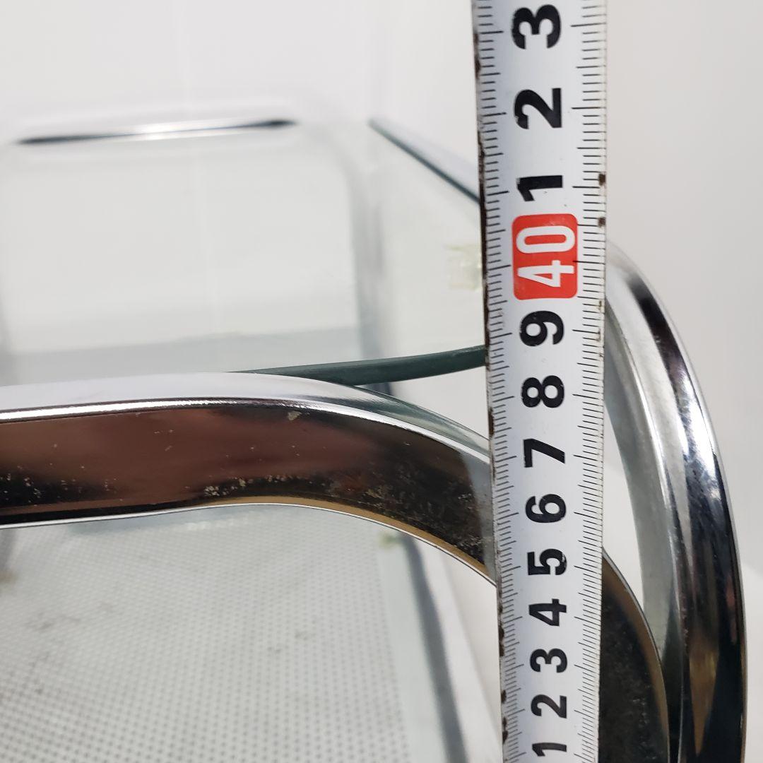 レトロ　ガラステーブル　センターテーブル　シルバー　アイアンフレーム