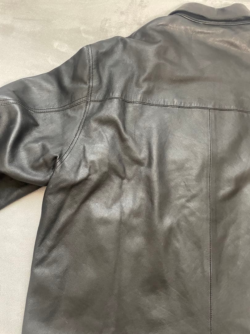 ラムレザープライムオーバー襟付きシングルライダースジャケット　01