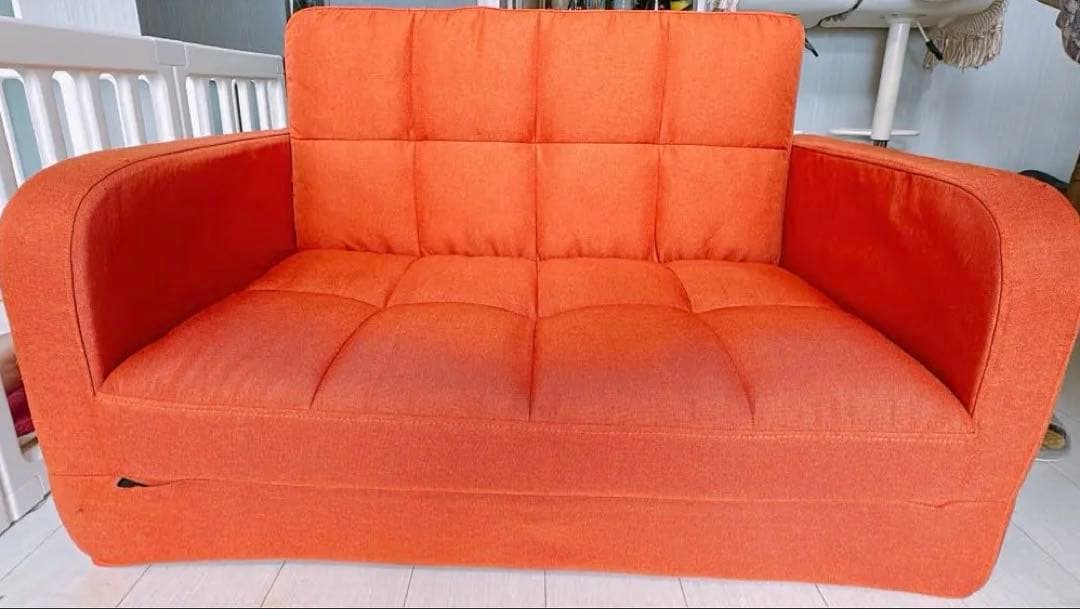 モナリザ【中古】オレンジ ソファベッド 3WAY 2人掛け