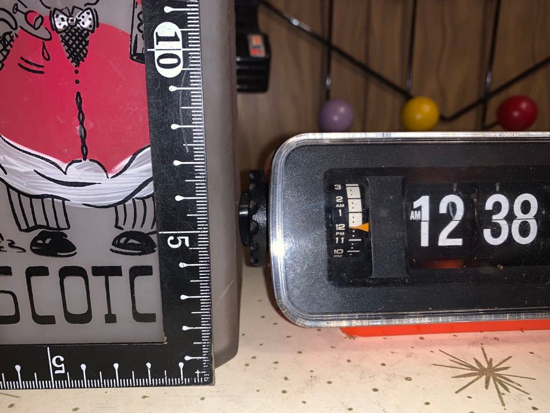 昭和レトロ　動作品　コパル　パタパタ時計　オレンジ　スペースエイジ　レトロポップ