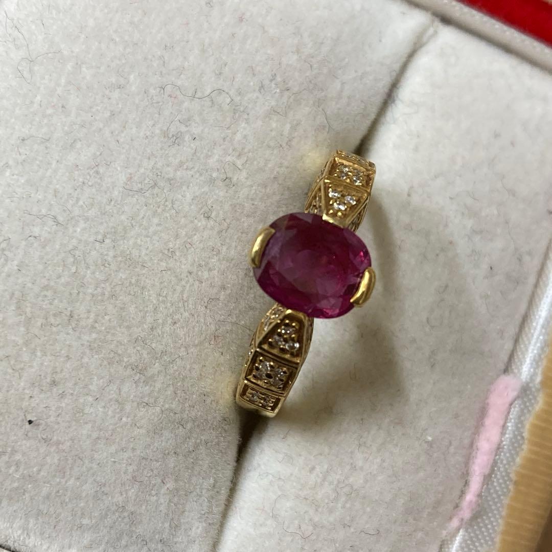 k18 ルビー　ダイヤモンド　リング　約11号　1.2カラット