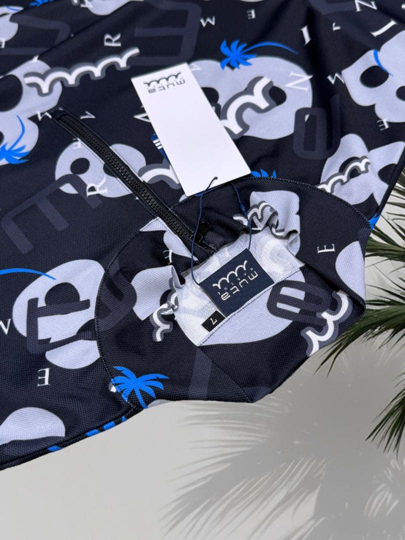 【新品】ムータマリン　ゴルフ　ハーフジップ　半袖シャツ　黒　青　メンズXLサイズ