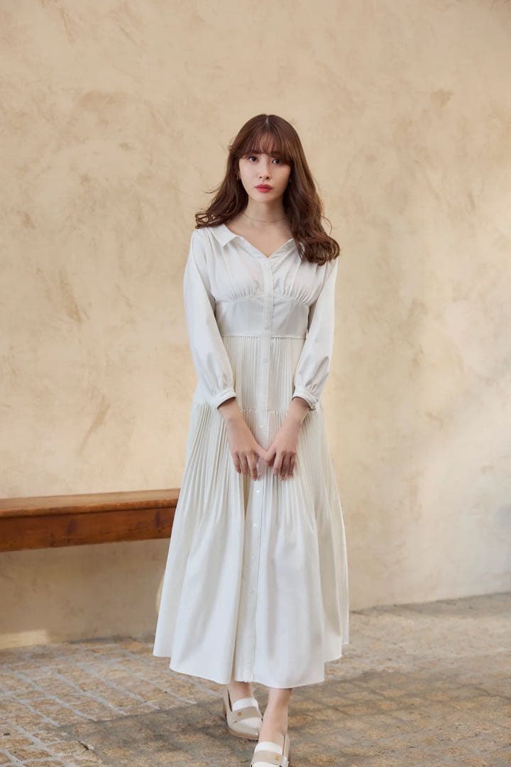 ワンピース herlipto Pleated Open Shirt Dress