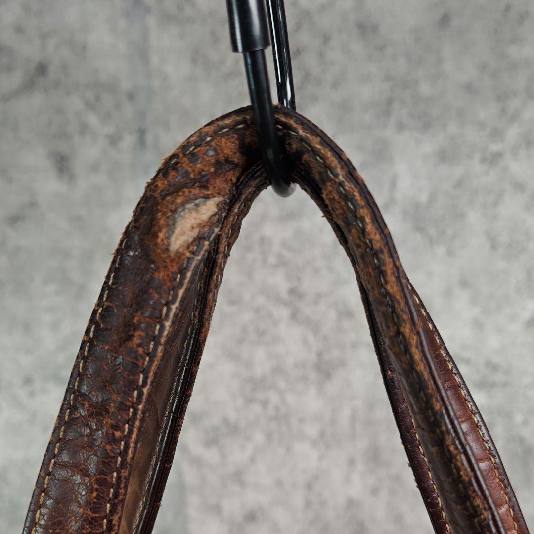 aniary アニアリ クロコ型押し レザートートバッグ ブラウン A4収納可