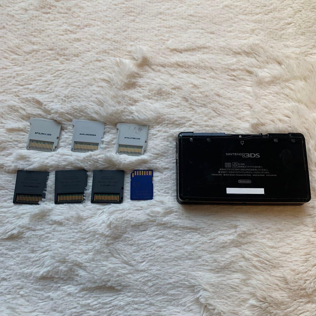 (ジャンク品）ニンテンドー3DS 本体 ブラック 起動確認済ソフト6本