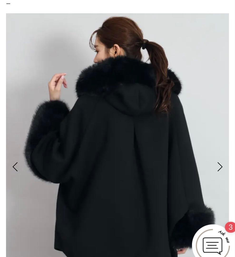 FENNEL 黒 フード付きケープコート