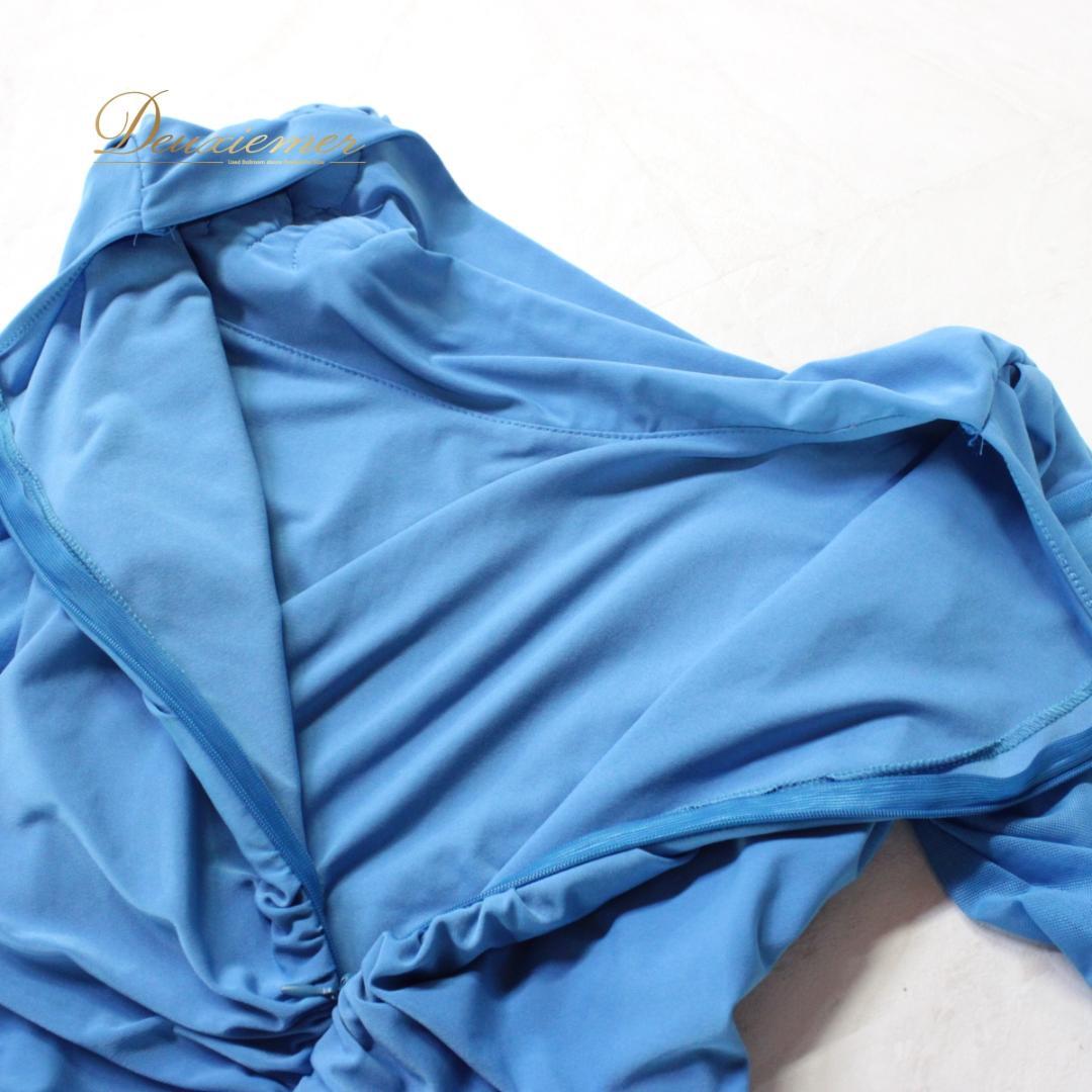 【美品 社交ダンス衣装】ワンピース ドレス ICHIOKU 水色 無地 シンプル