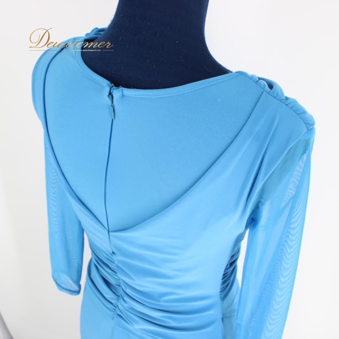 【美品 社交ダンス衣装】ワンピース ドレス ICHIOKU 水色 無地 シンプル