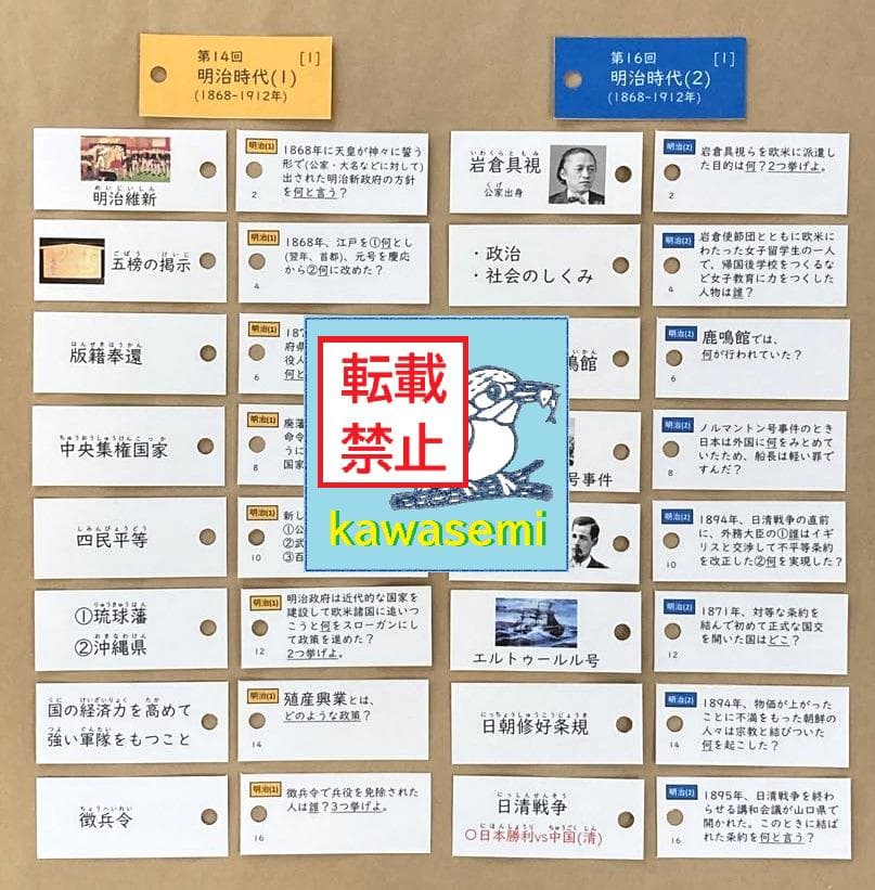 ゴロ付【中学受験】予習シリーズ社会 5年下 (全単元) 歴史 暗記カードa