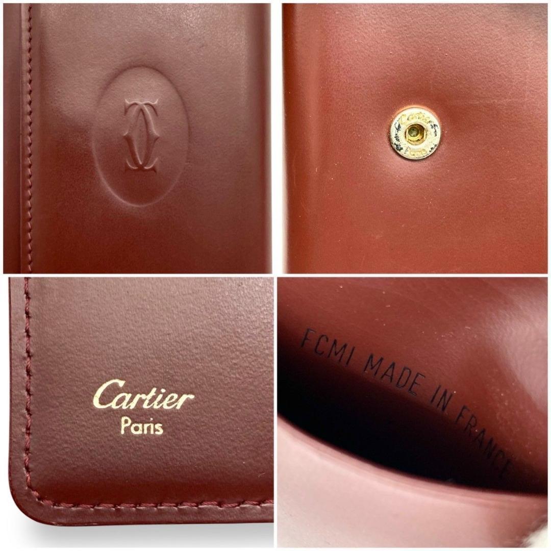 カルティエ マストライン 5連キーケース 三つ折り レザー ボルドー 70210