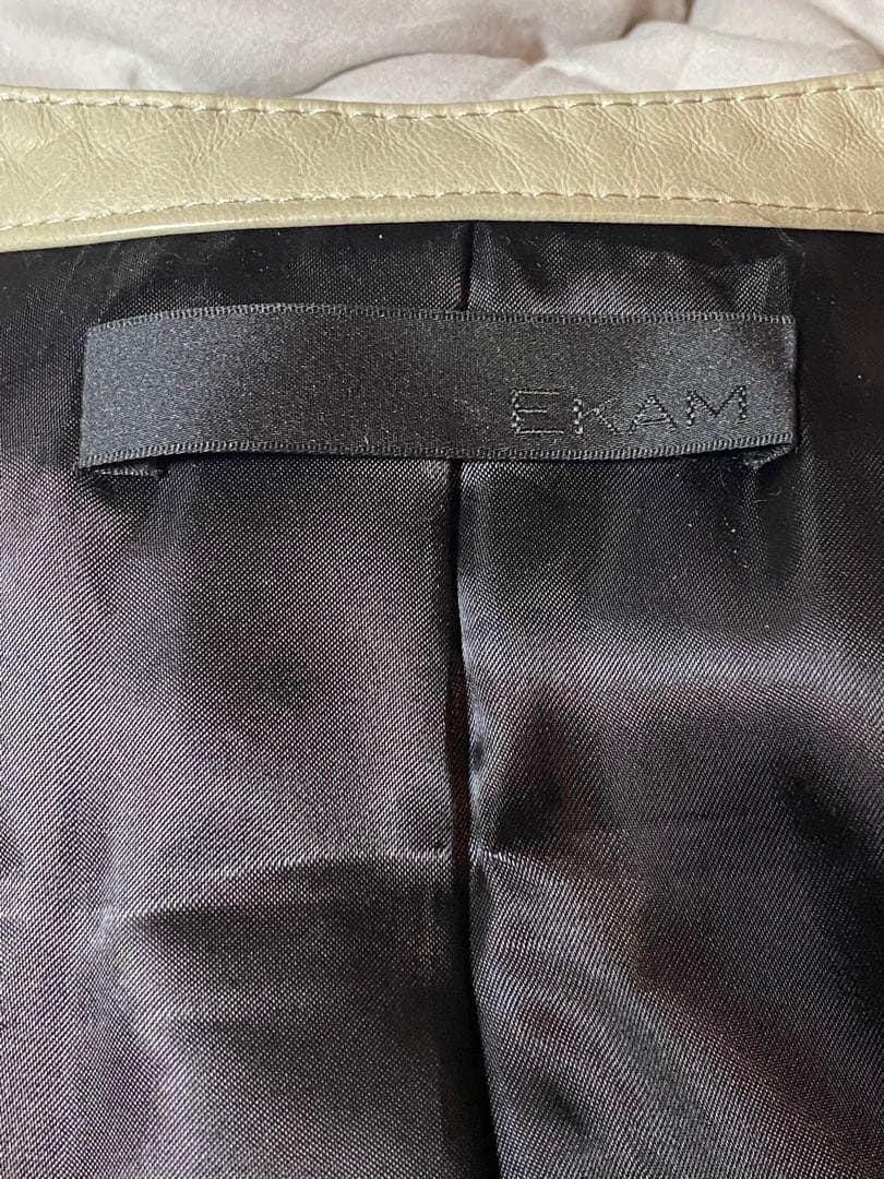 EKAM ラム レザージャケット ベージュ系