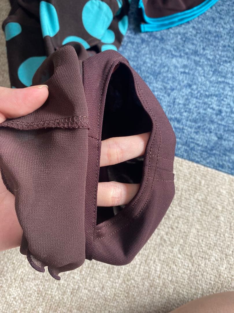 社交ダンス衣装 茶色と青の水玉模様