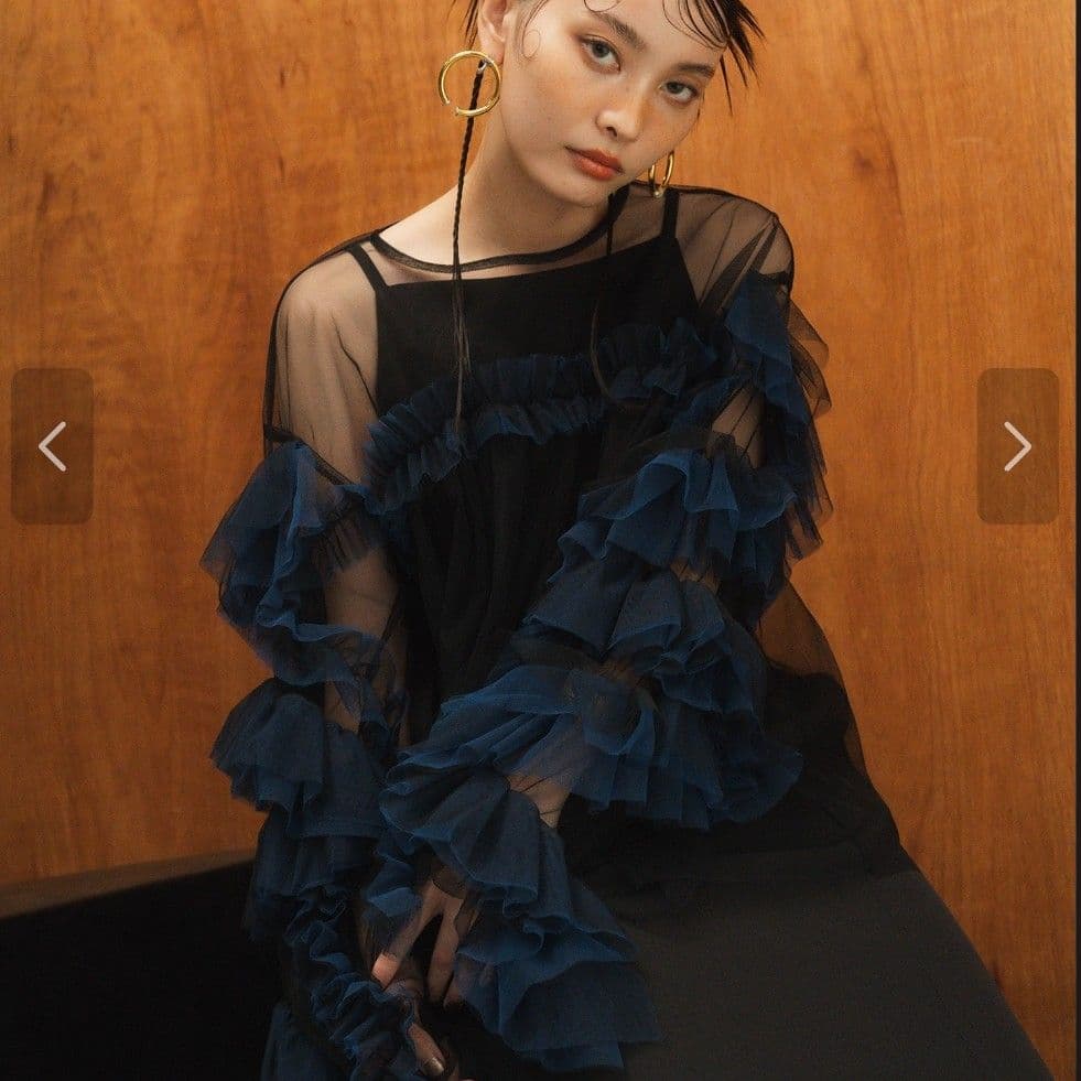 ANDRESD チュールフリルトップス ブラウス ワンピース ドレス 結婚式