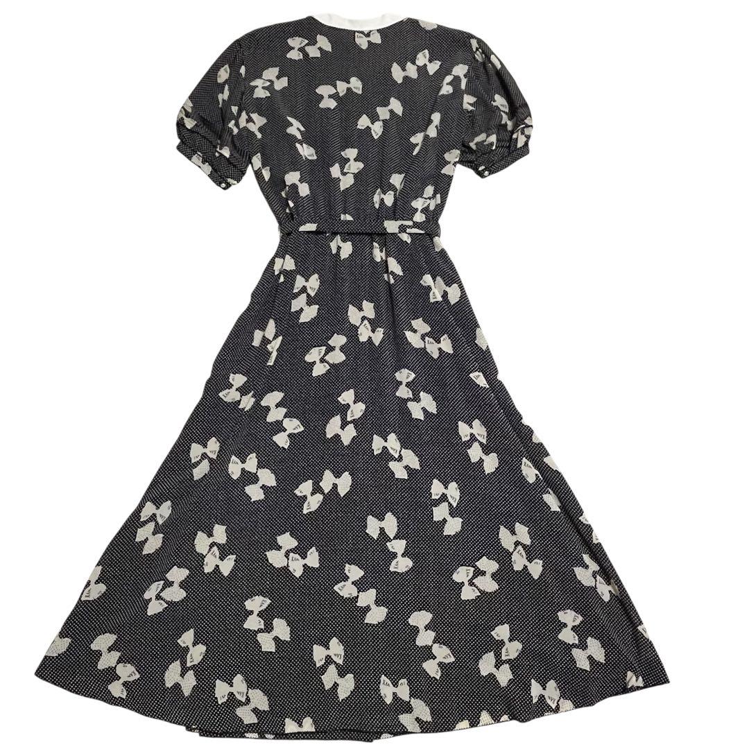 KANEKO ISAO ロングワンピース ブラック たくし上げ リボン ドット