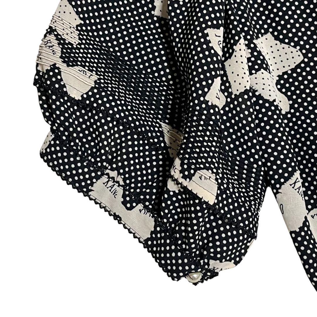 KANEKO ISAO ロングワンピース ブラック たくし上げ リボン ドット