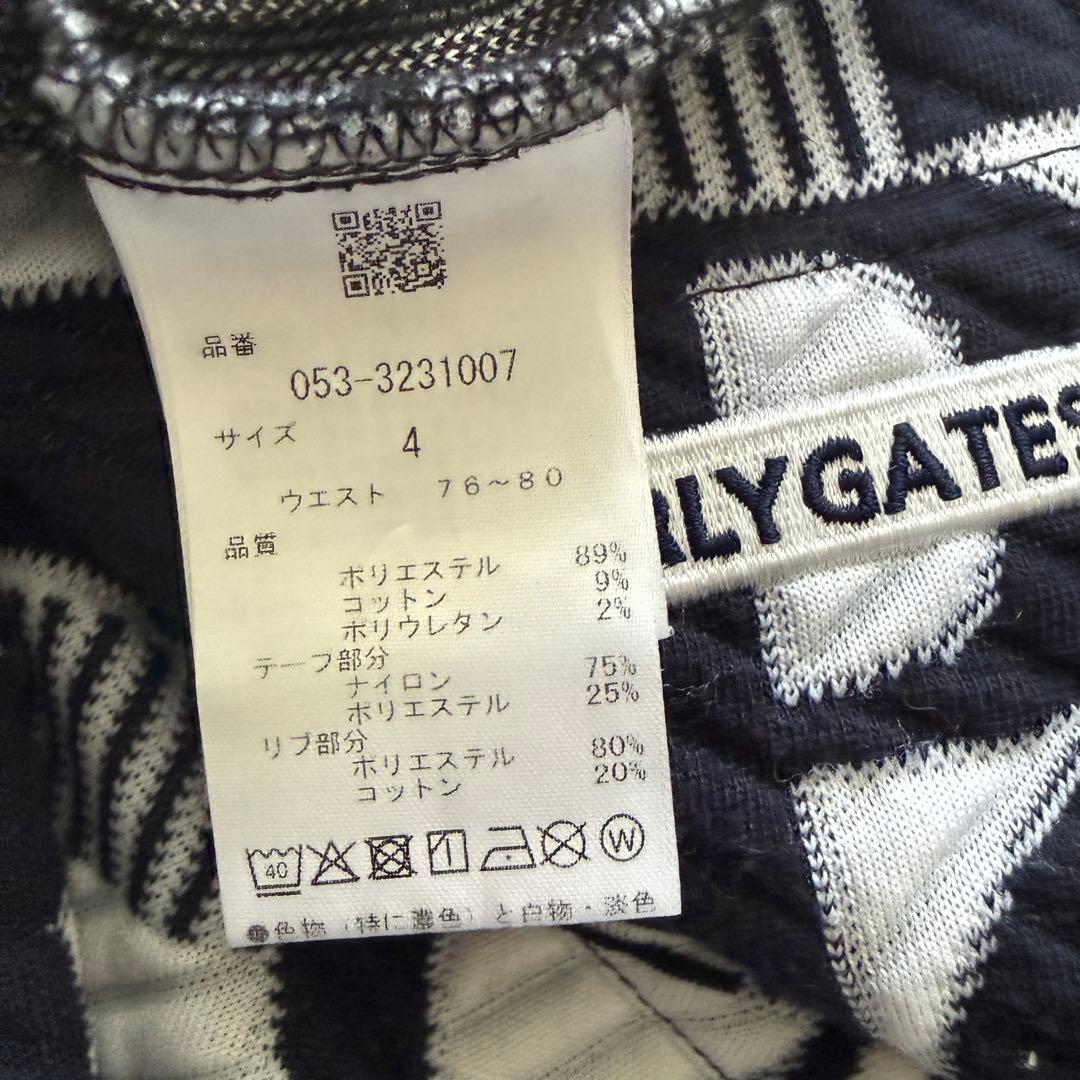 現行モデル　パーリーゲイツ　ジョガーパンツ　総柄　白　黒　M〜L相当　サイドロゴ