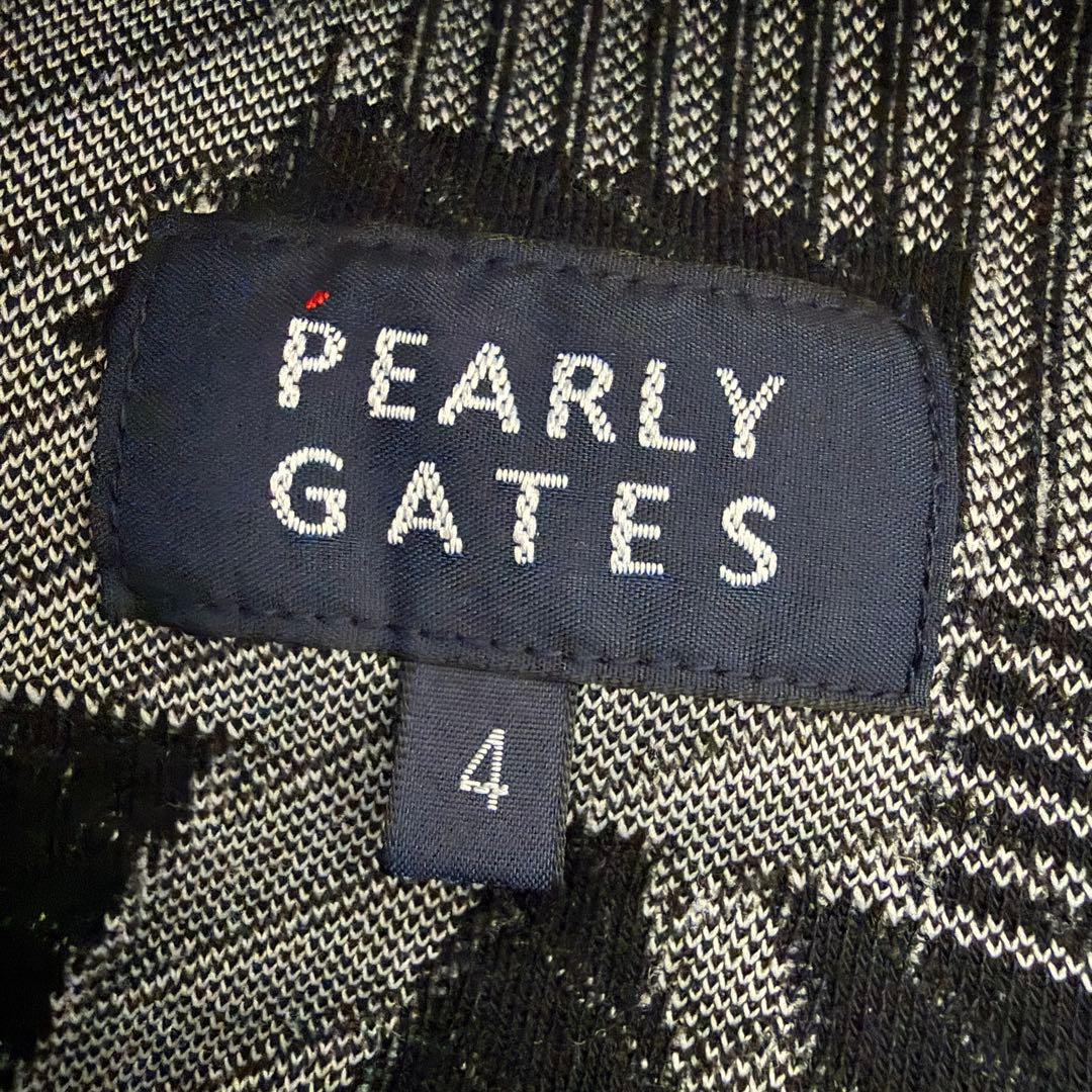 現行モデル　パーリーゲイツ　ジョガーパンツ　総柄　白　黒　M〜L相当　サイドロゴ