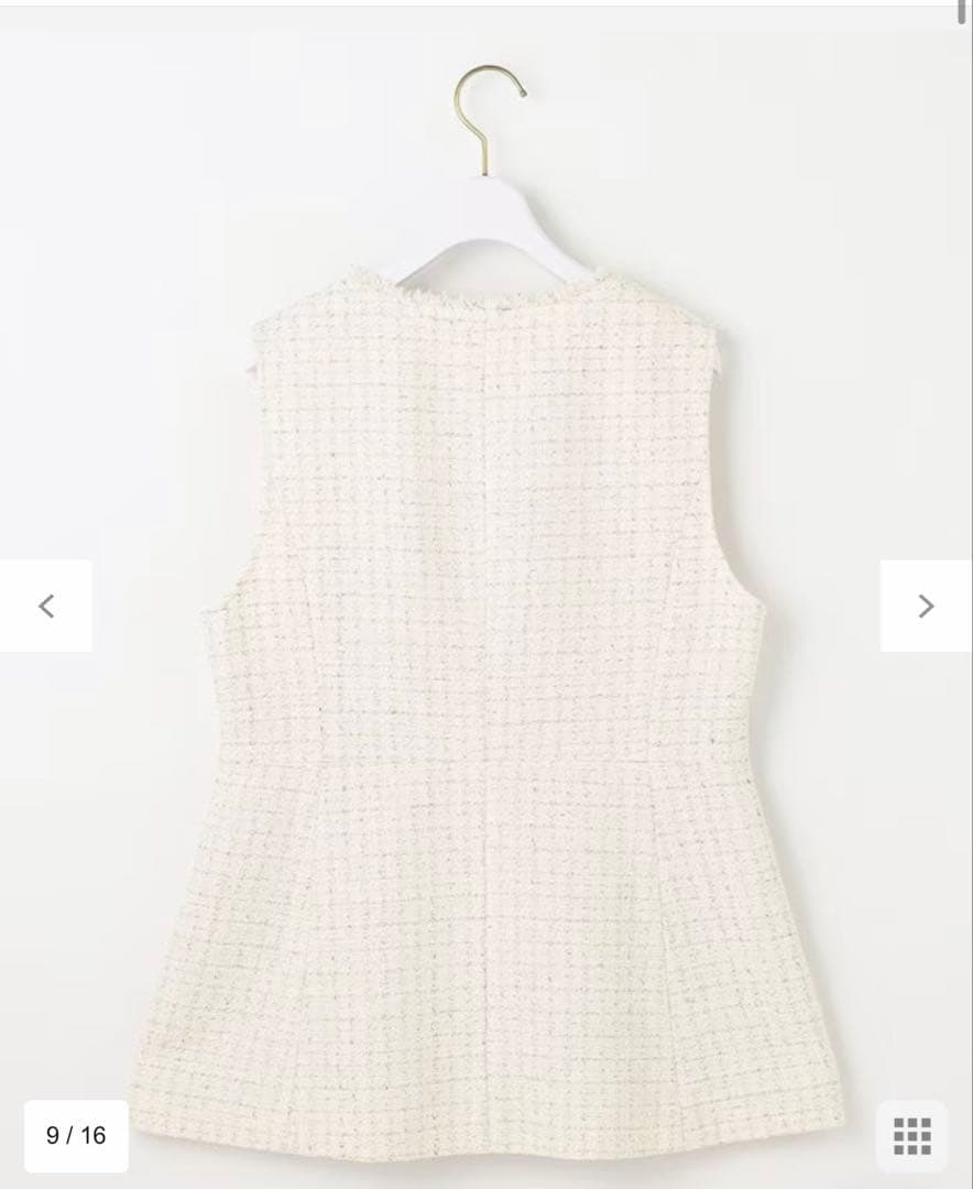 【タグ付き】ツイード　ペプラム ジレ　エニィスィスany SiS ホワイト　M