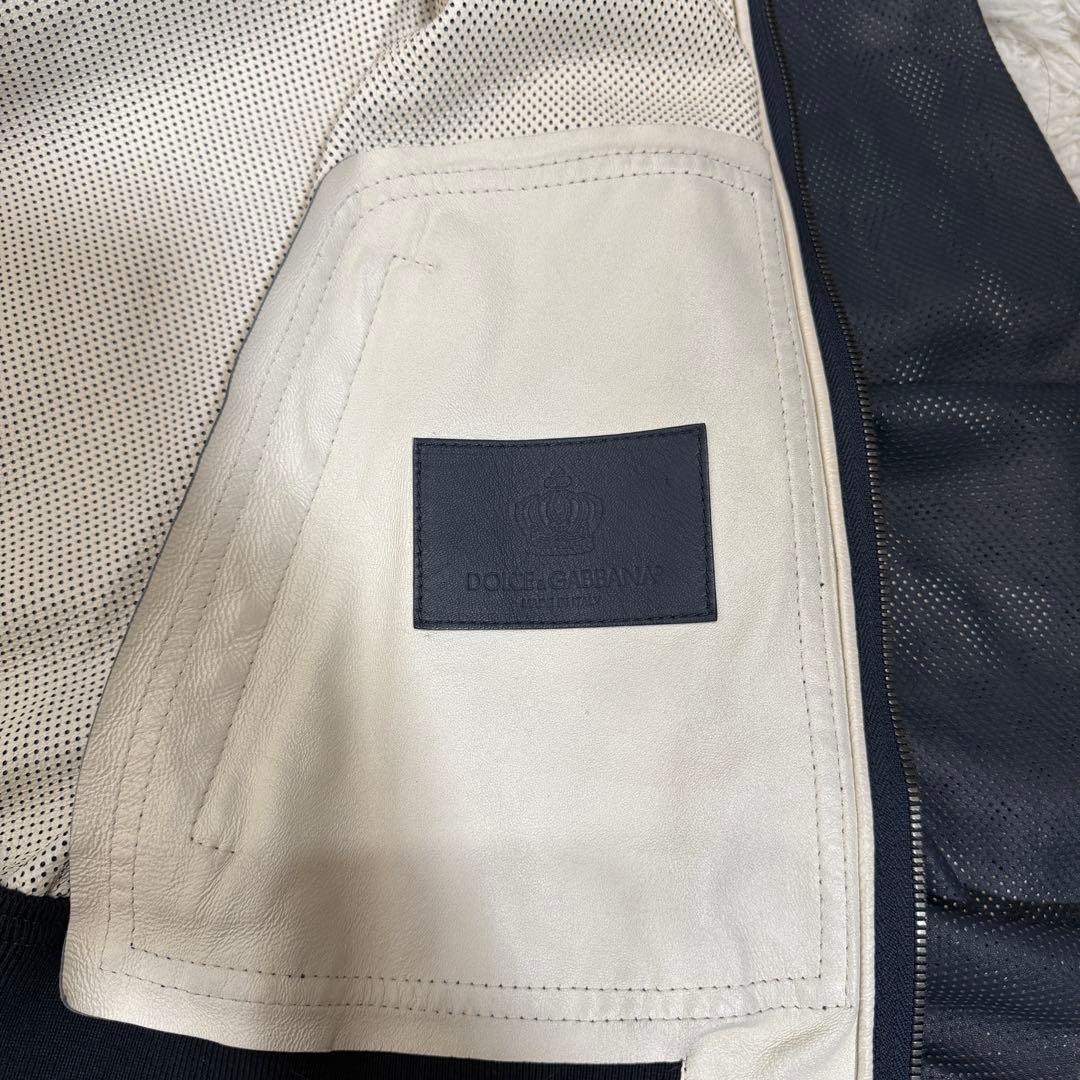 美品 ドルチェ&ガッバーナ ラムレザー パンチング レザータグ レザージャケット