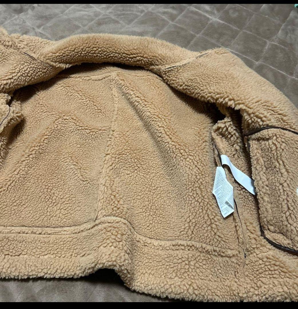 美品ブラウンレザーライダースジャケット ボア襟付きZARA