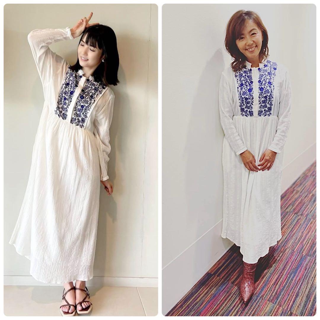 ヌキテパ 花 刺繍 ロングワンピース フラワー 白 ホワイト ゆったり