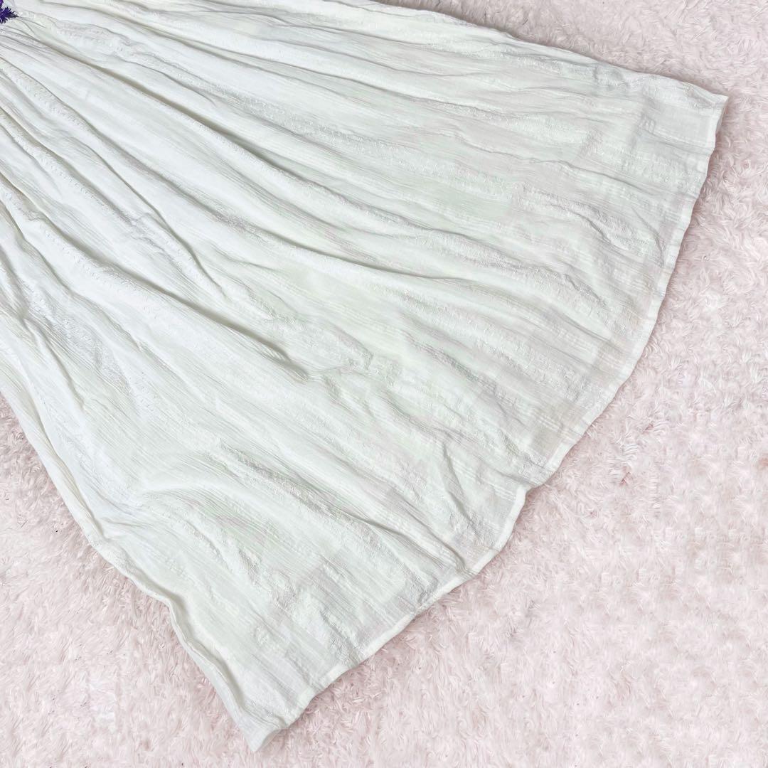 ヌキテパ 花 刺繍 ロングワンピース フラワー 白 ホワイト ゆったり