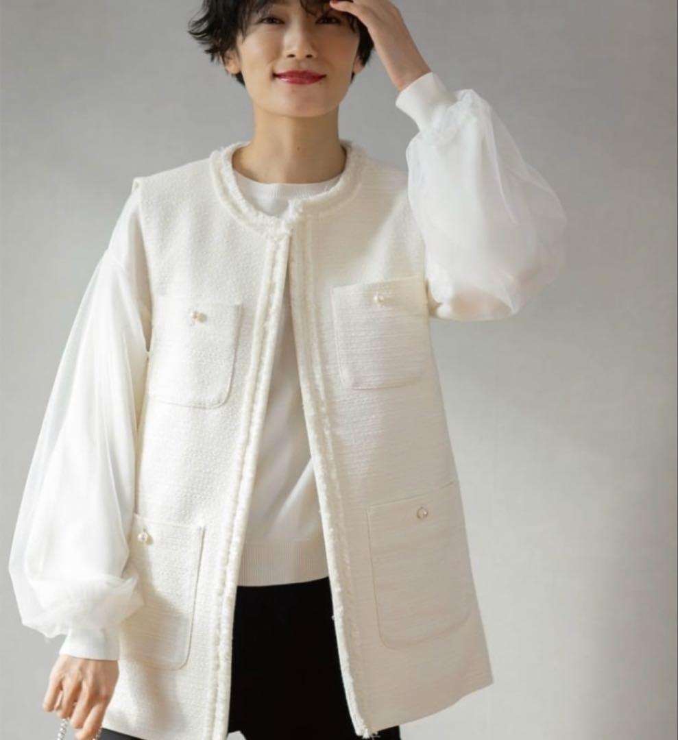 OPAQUE．CLIP 《通勤・セレモニー対応》コットンツイードジレ　入学式