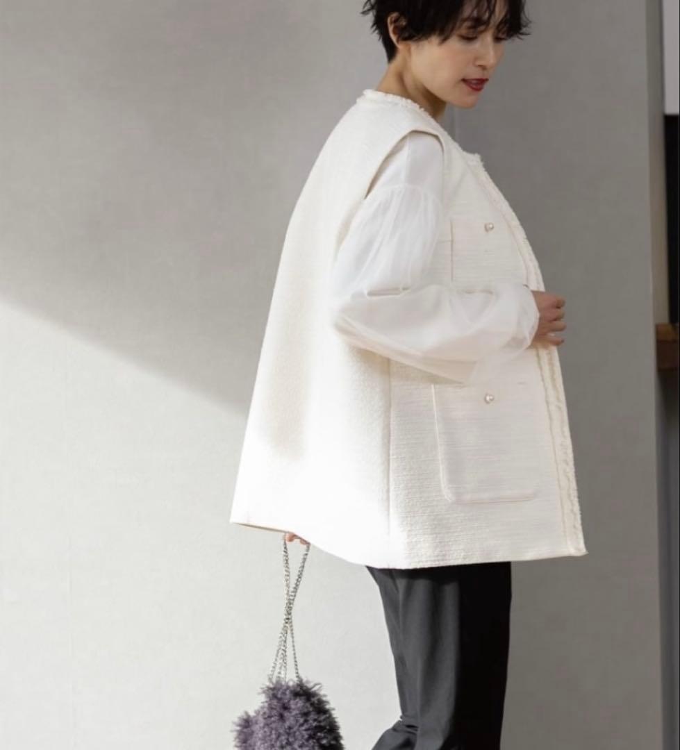 OPAQUE．CLIP 《通勤・セレモニー対応》コットンツイードジレ　入学式