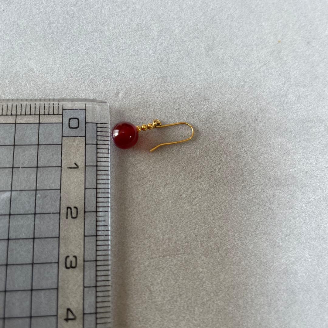 ガーネットピアス　K18 片耳用　フックピアス