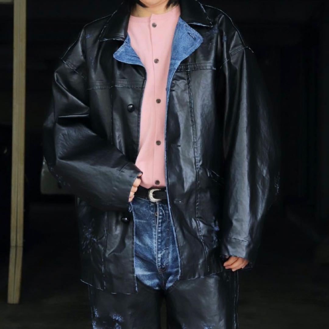 25ss doublet レザーコーティングデニムジャケット ダブレット