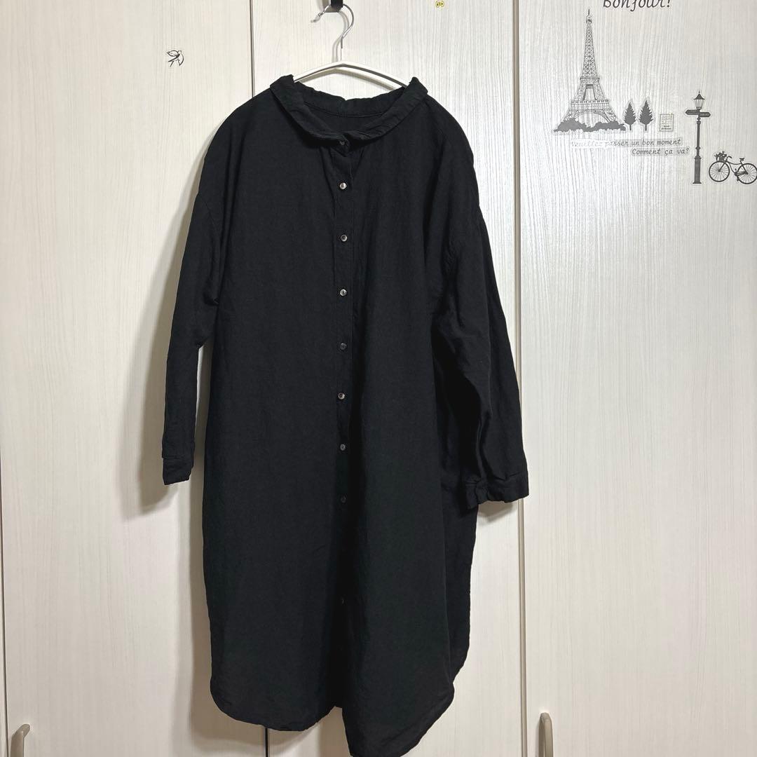 nest robe リネン近江晒しロールカラーブラウス