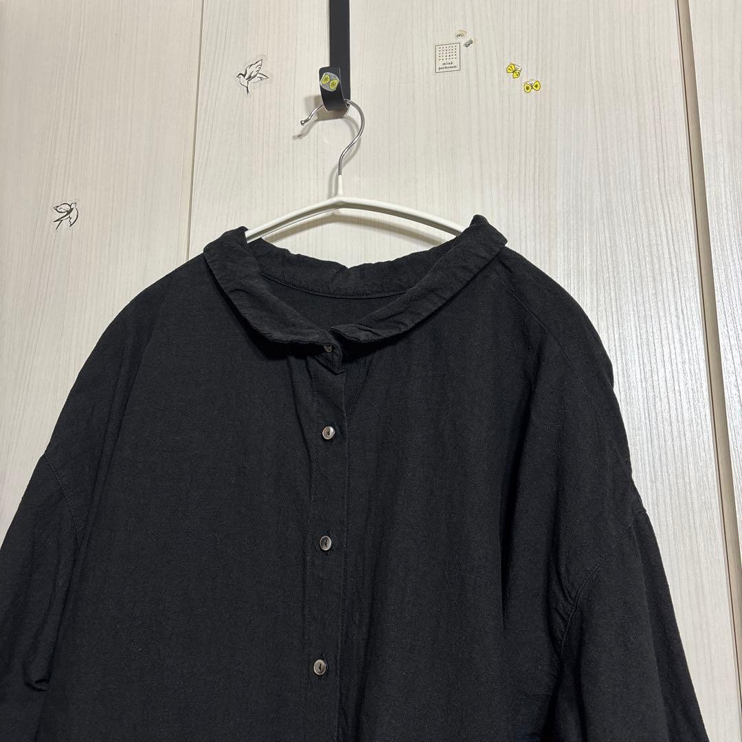 nest robe リネン近江晒しロールカラーブラウス