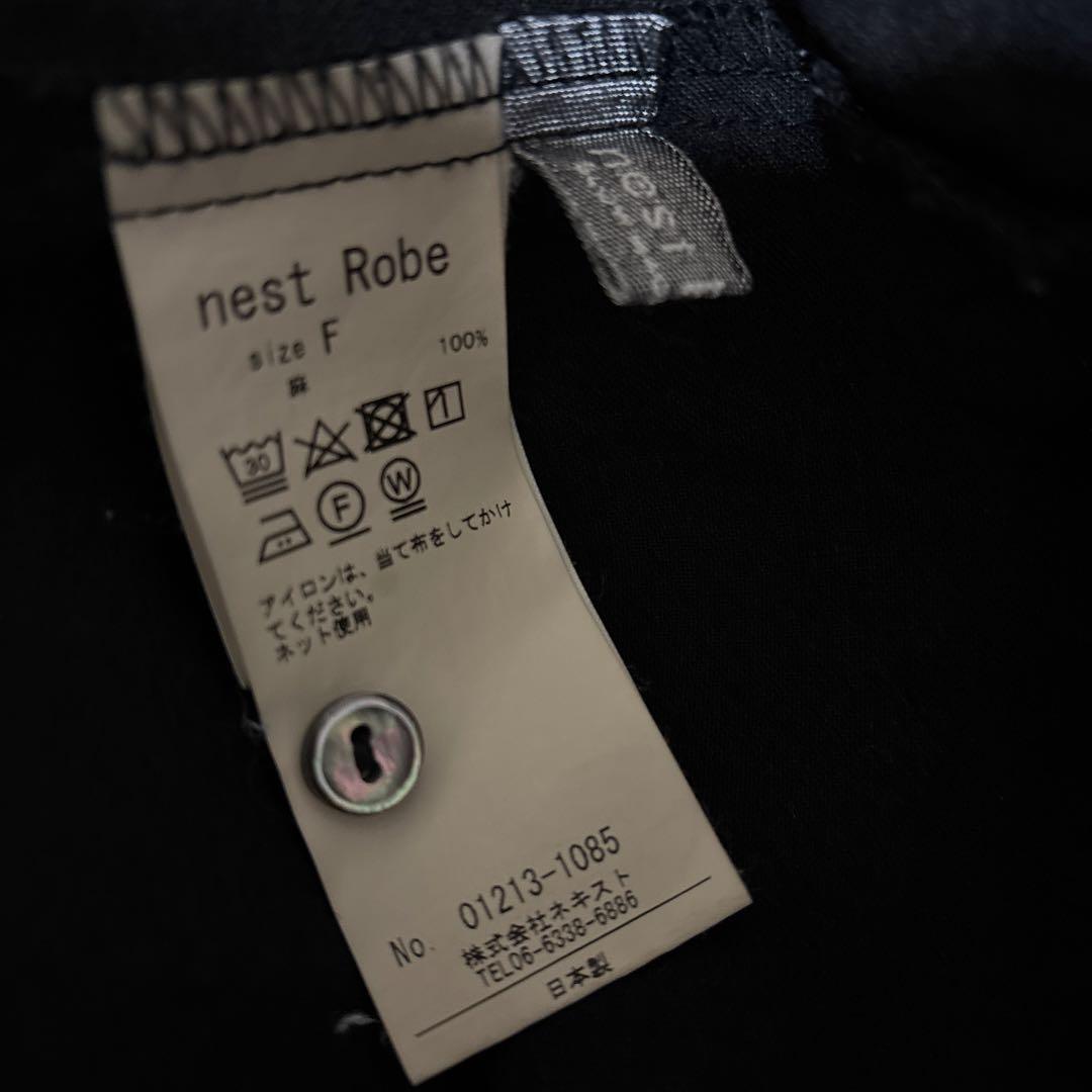 nest robe リネン近江晒しロールカラーブラウス
