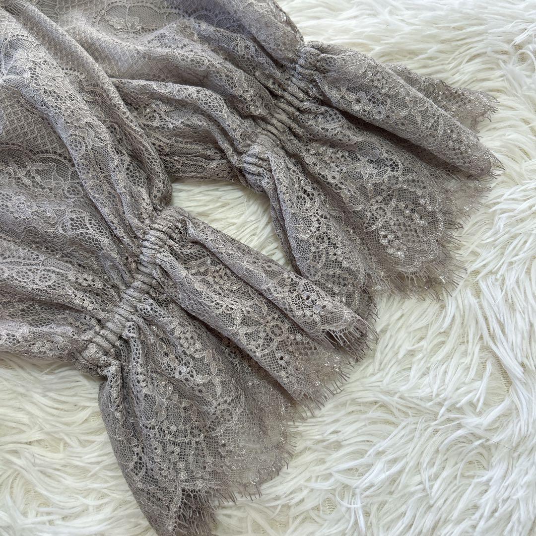 美品 ラベルエチュード レース切替ドレスワンピース マキシ丈 レース F