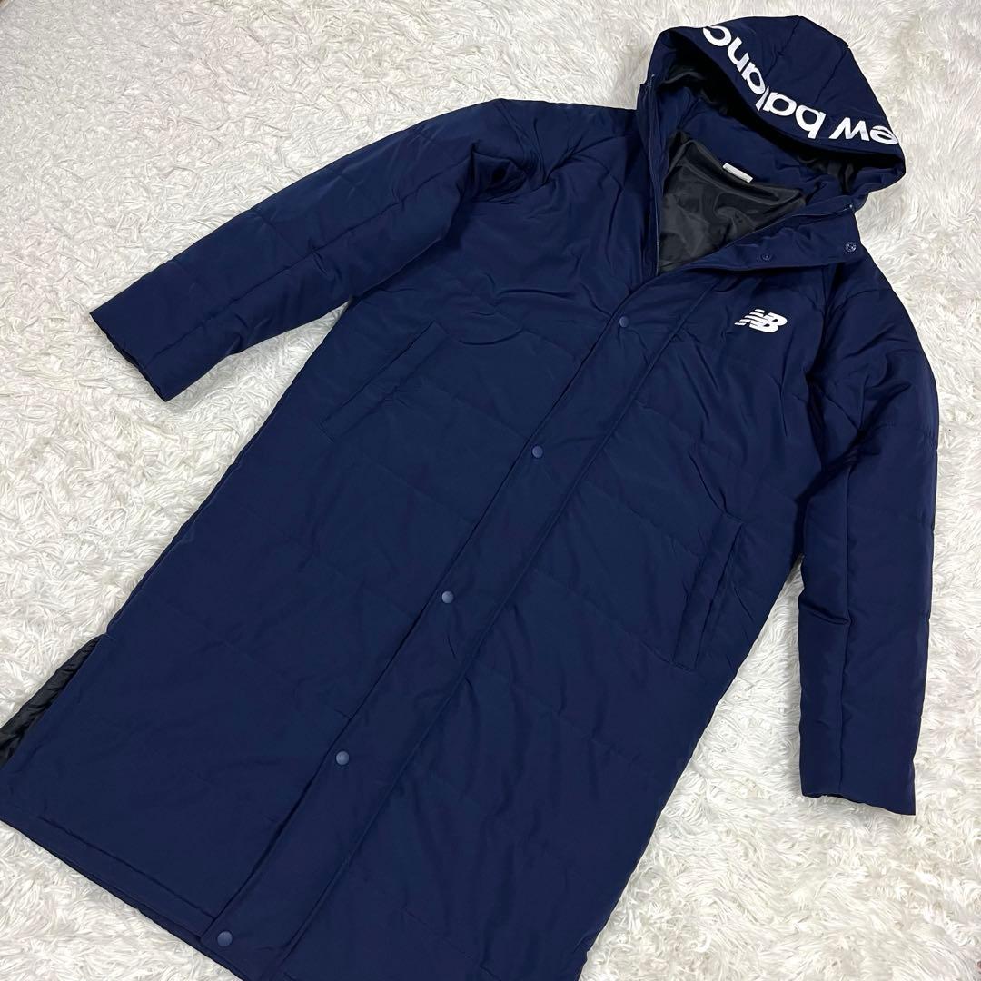 美品✨ニューバランス フード付きロングベンチコート中綿ネイビー 大きいサイズXL