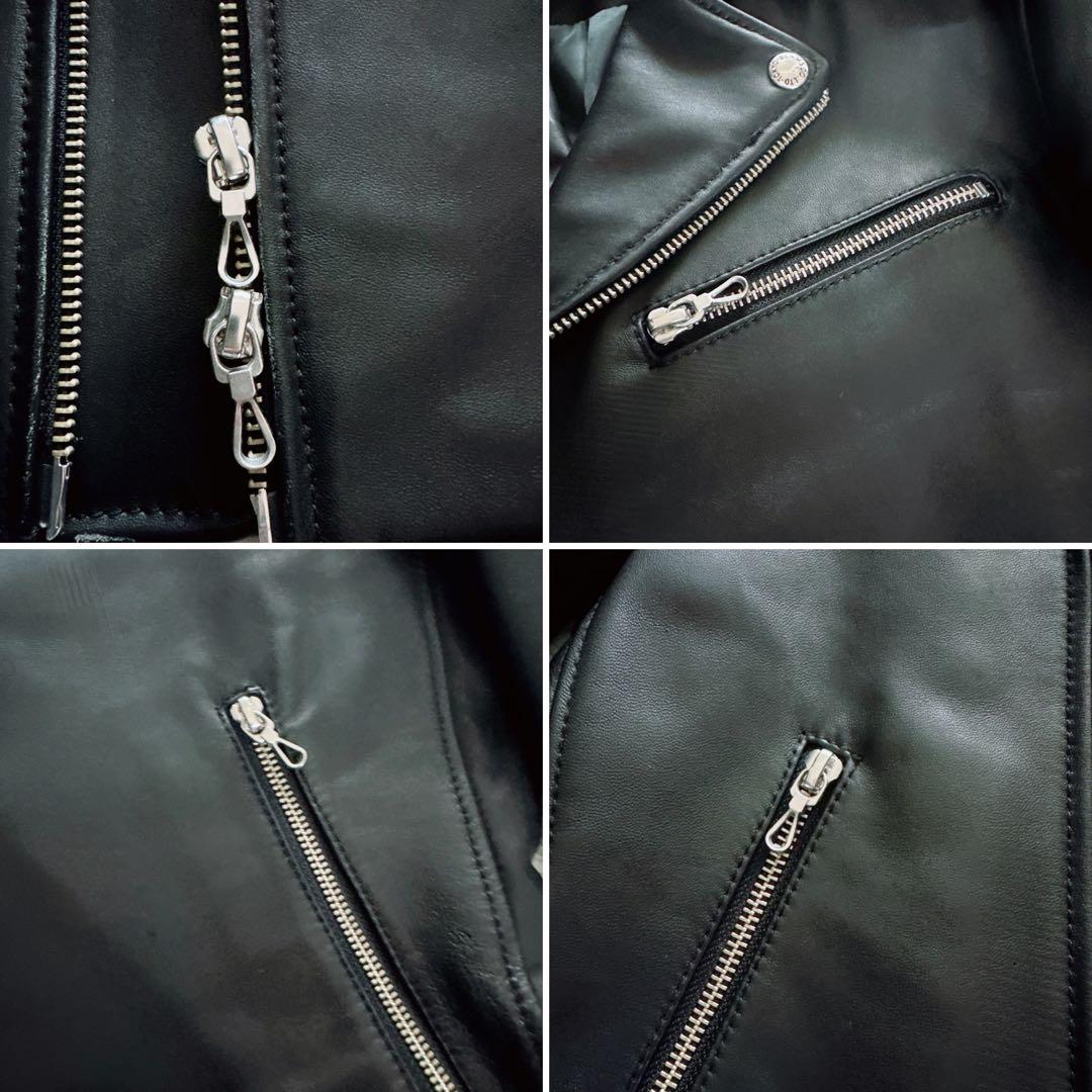 【BEAMS】ダブルライダース レザー ジャケット ブラック 羊革 Mサイズ