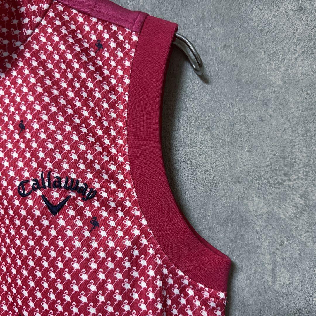 Callaway キャロウェイ 総柄 フラミンゴ フルジップ ベスト ウェア