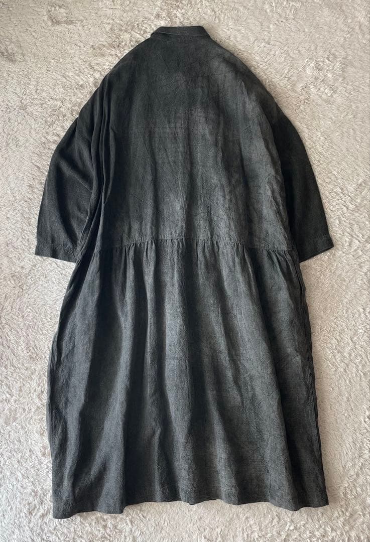 イチアンティークス ichi antiquites 炭染めリネンワンピース F