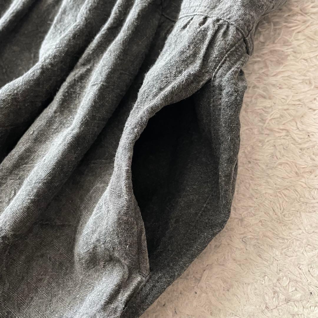 イチアンティークス ichi antiquites 炭染めリネンワンピース F