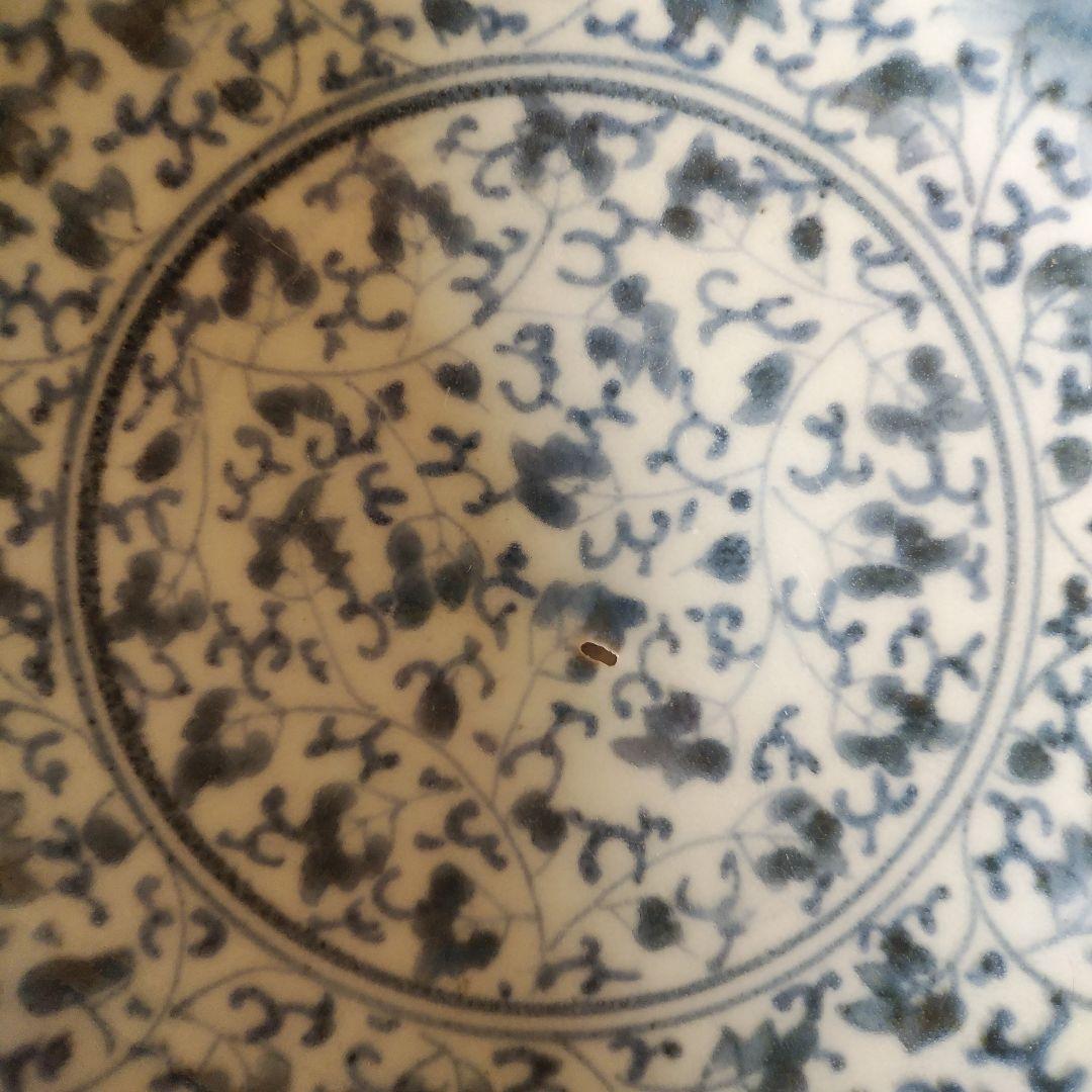 ご予約済み 珍品 古伊万里 染付 花唐草文輪花皿 なます皿 渦福