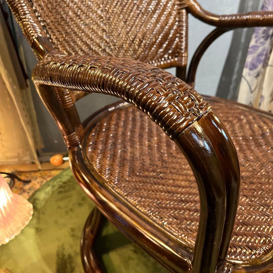 美品　横浜Kazama 籐ラタン　軽量　ハイバック　アームチェア　高級