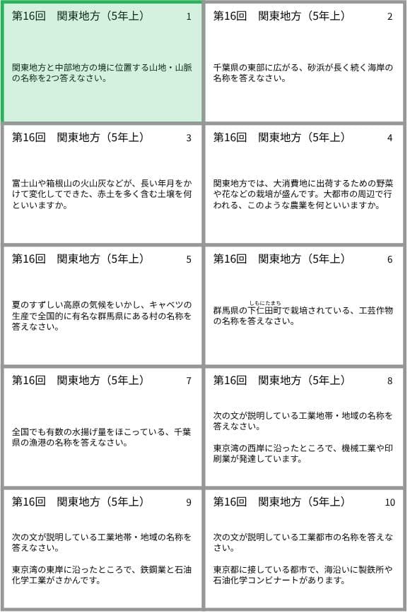 予習シリーズ暗記カード【5年上 社会・理科1〜19回】 中学受験
