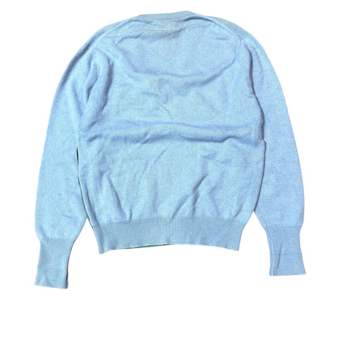 L相当 スコットランド製 ピュアカシミヤ100% ゴルフ柄 インターシャニット