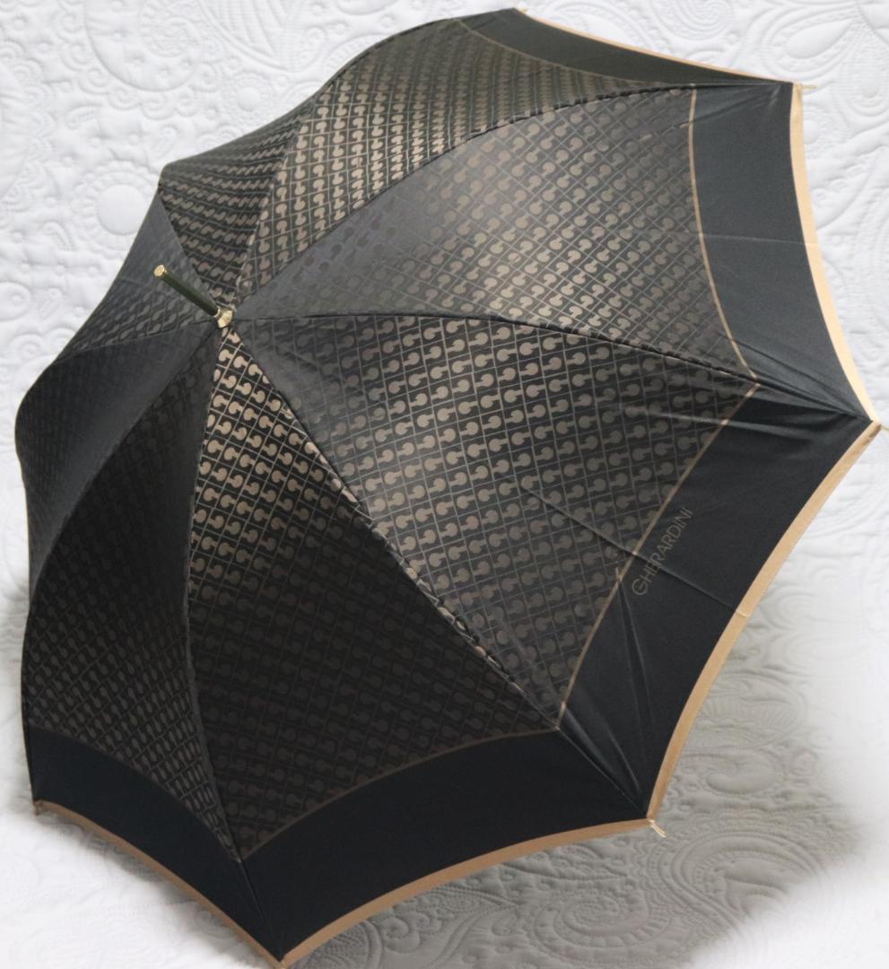 新品タグ付き【ゲラルディーニ】Gロゴ ジャカード先染め手開き長傘 雨傘