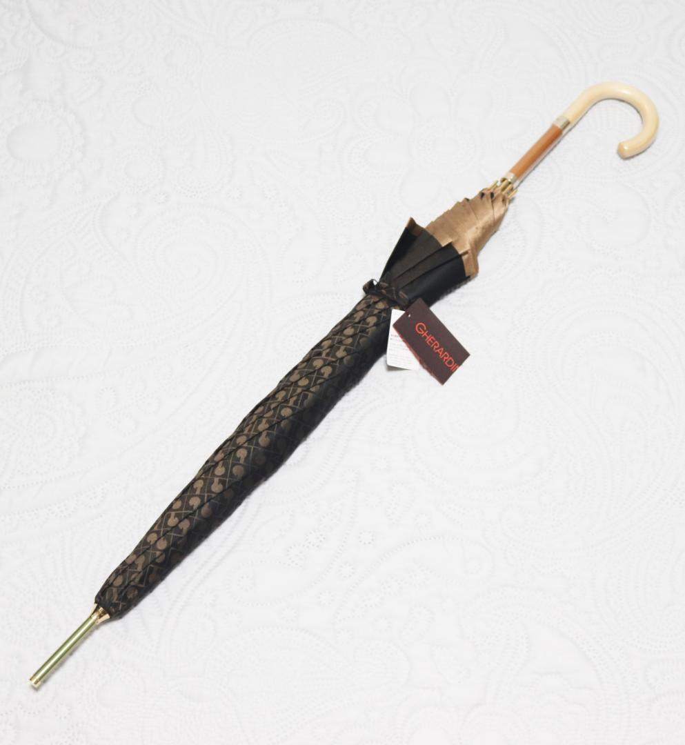 新品タグ付き【ゲラルディーニ】Gロゴ ジャカード先染め手開き長傘 雨傘