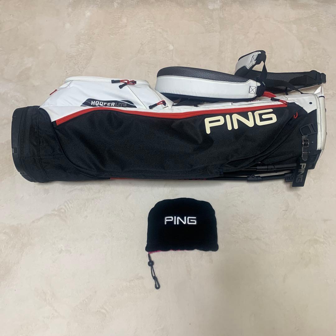 ＰＩＮＧスタンドキャディバッグ　ネームタグ、アイアンカバー付き